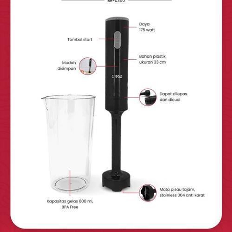 Product image Cypruz - Hand Blender Single BR-0350 24 X 23 X 13 Cm BR 0350