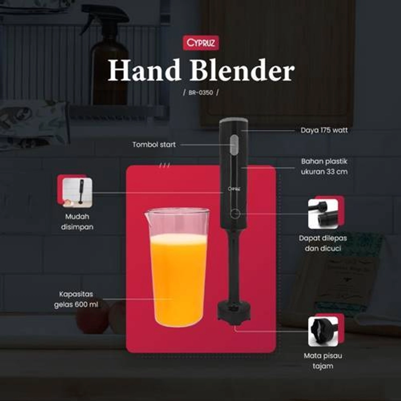 Product image Cypruz - Hand Blender Single BR-0350 24 X 23 X 13 Cm BR 0350