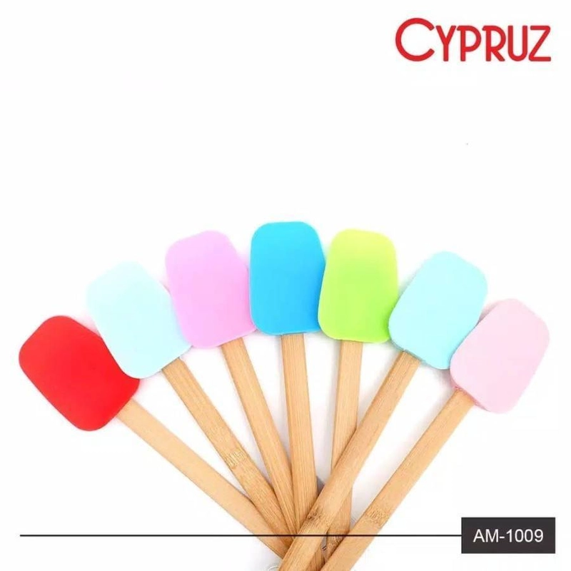 Product image Cypruz - Spatula Lengkung GG Bambu + Silicone AM-1009 Panjang 32 Cm Random