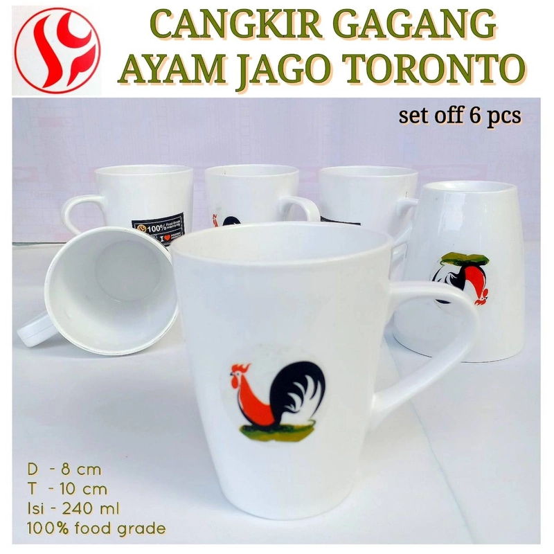 Product image Bunda Kaya - Cangkir Gagang Ayam Jago Toronto 8cm X 10cm Putih