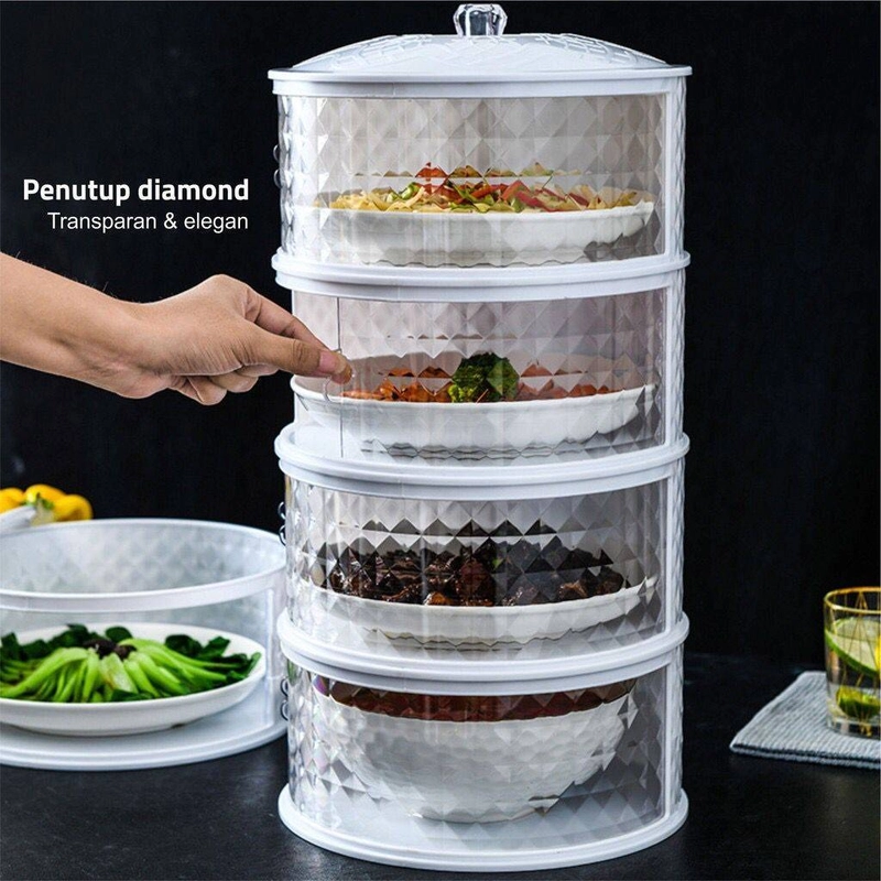 Product image Bunda Kaya Store - Food Storage Modern Tudung Saji 4 Susun Diamond 500 Ml Putih Diamond