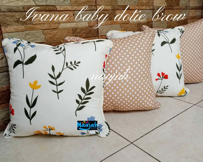 Product image By Najah Aef - Sarung Bantal Sofa (sarungnya aja. paket X : 4 sarung bantal mix (2 ivana & 2 dottie brow) 40x40cm Cokelat