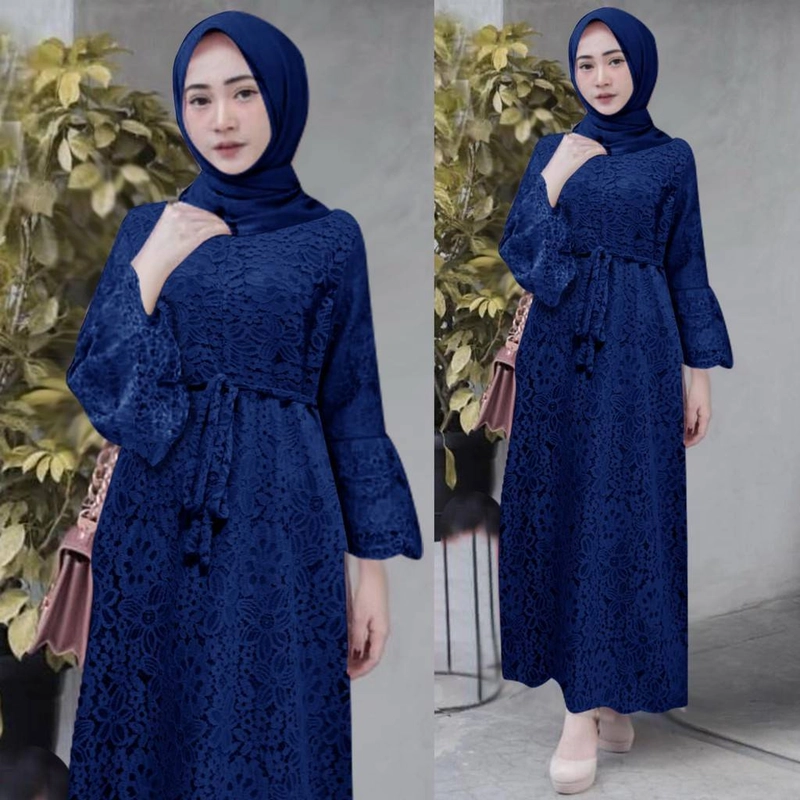 Product image CANNIES STORES ID - Gamis Yasina PBO Brukat Premium Gamis Pesta Nikahan L Navi