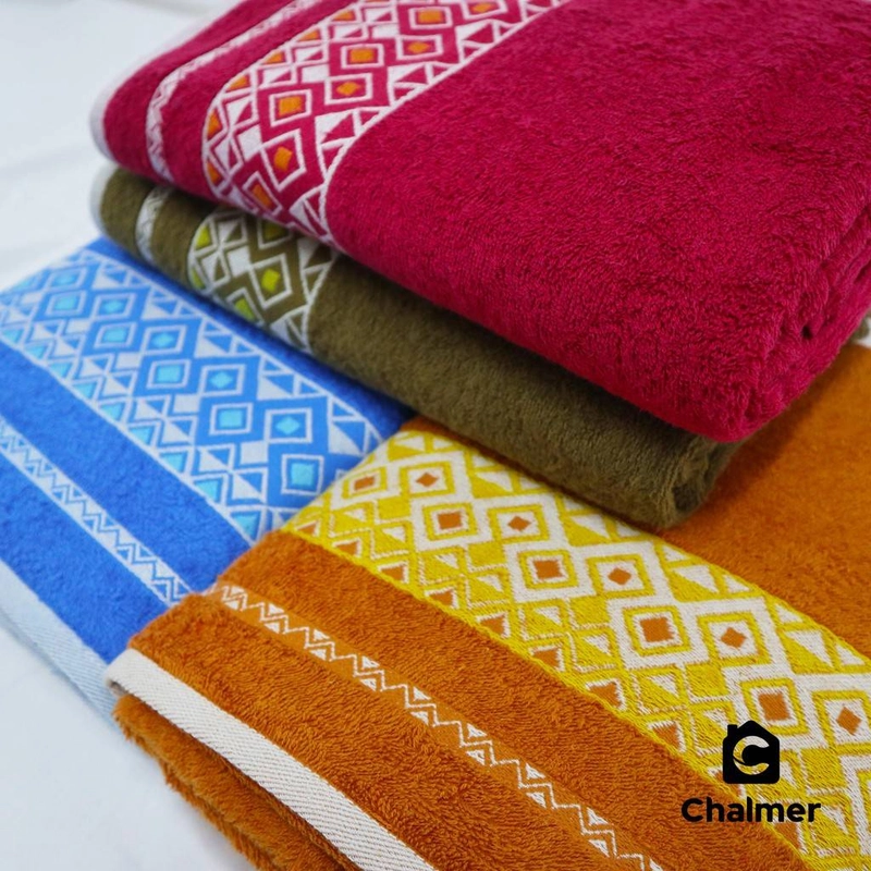 Product image Handuk Mandi Chalmer 70x135 Motif Pyramid Handuk Mandi Dewasa Ukuran Besar 70 X 135 Cm Biru