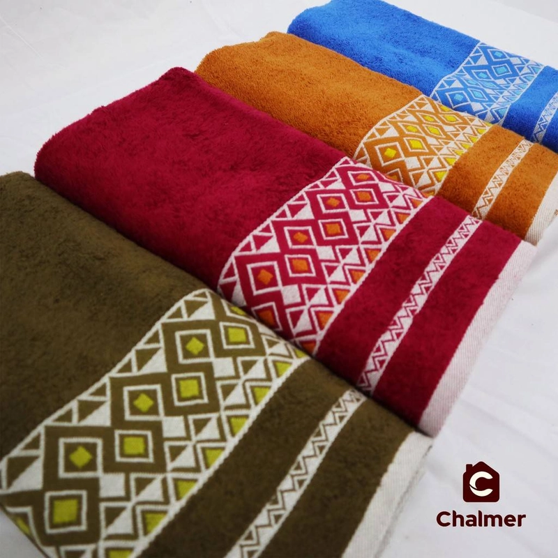 Product image Handuk Mandi Chalmer 70x135 Motif Pyramid Handuk Mandi Dewasa Ukuran Besar 70 X 135 Cm Biru