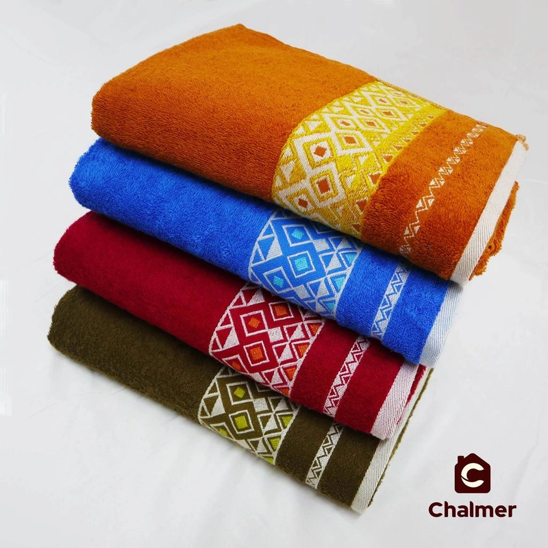 Product image Handuk Mandi Chalmer 70x135 Motif Pyramid Handuk Mandi Dewasa Ukuran Besar 70 X 135 Cm Biru