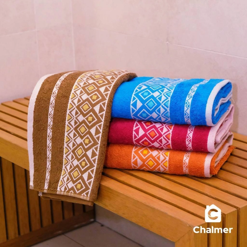 Product image Handuk Mandi Chalmer 70x135 Motif Pyramid Handuk Mandi Dewasa Ukuran Besar 70 X 135 Cm Biru