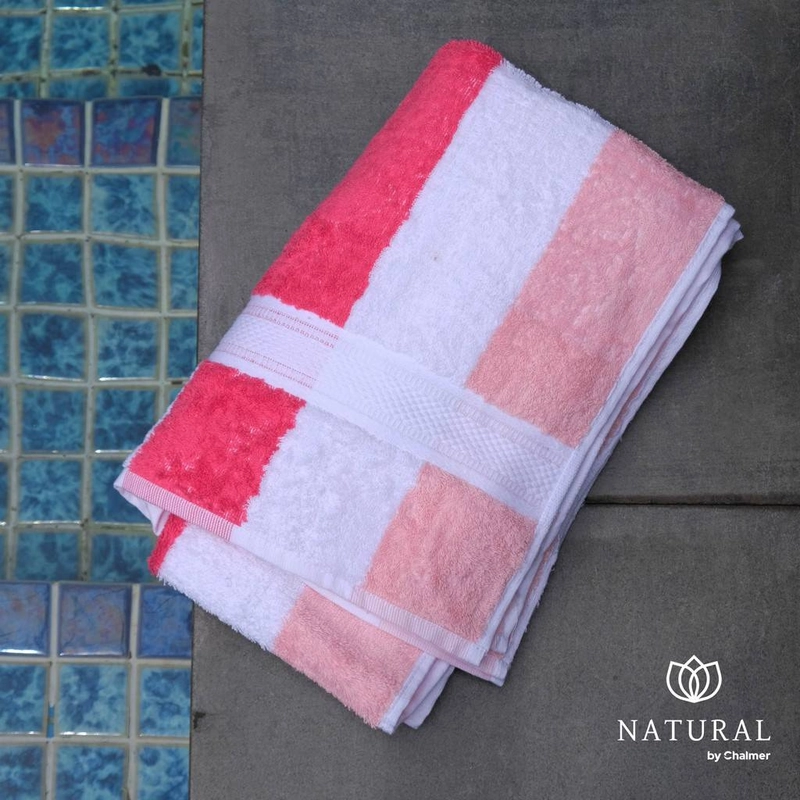 Product image Chalmer - Handuk Mandi Natural by Chalmer 70x 140 Seri Salur Handuk Premium 70 x 140 cm Red