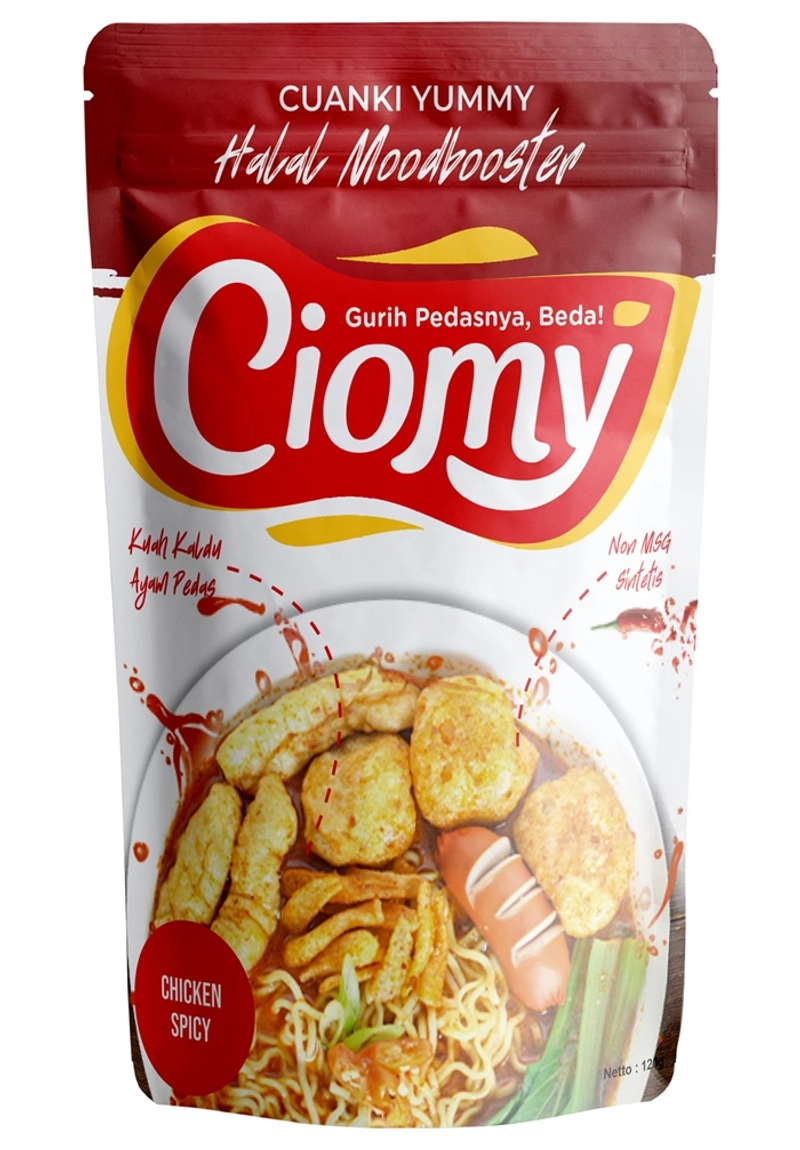 Product image Makanan Ringan Cuanki Spicy Kemasan Pouch Mie Kuning 80gr Ayam Pedas Kuah Original