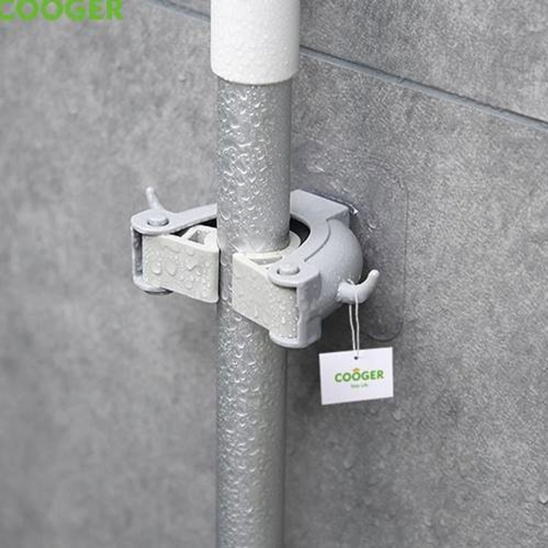Product image COOGER Powerful No-Punch Mop Holder Double Hook 10 x 6 x 3cm  Grey