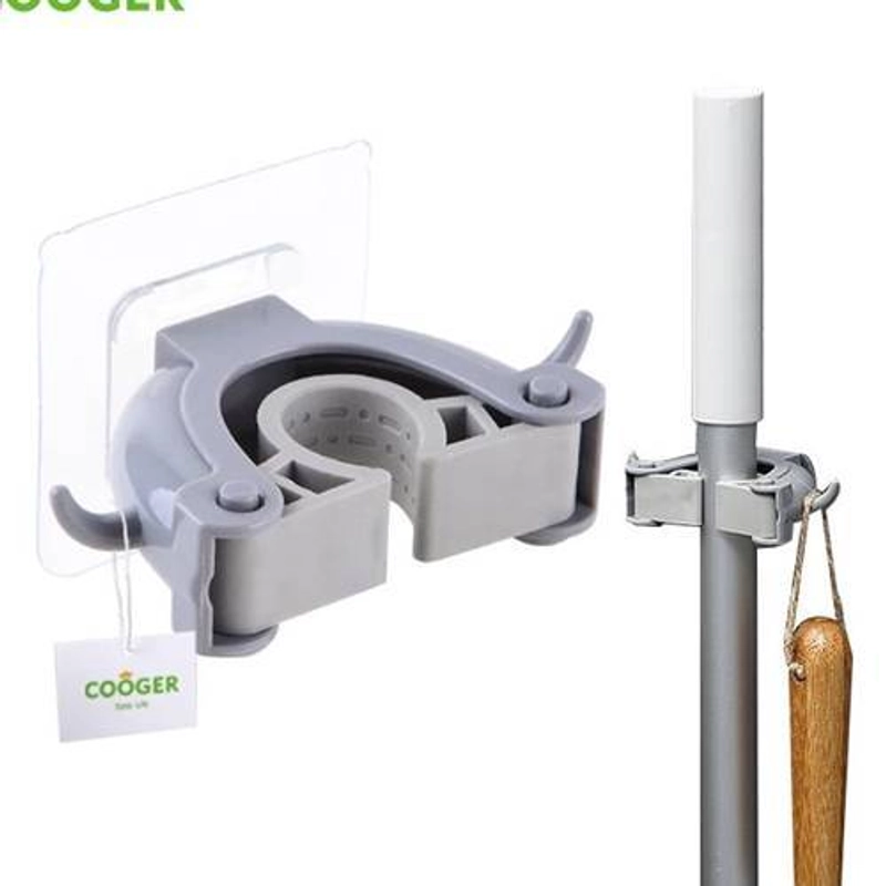 Product image COOGER Powerful No-Punch Mop Holder Double Hook 10 x 6 x 3cm  Grey