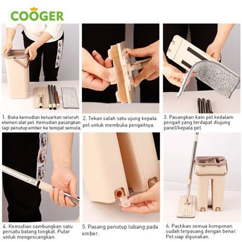 Product image COOGER hands-free dry and wet mop set  19 x 16 x 19 cm Beige