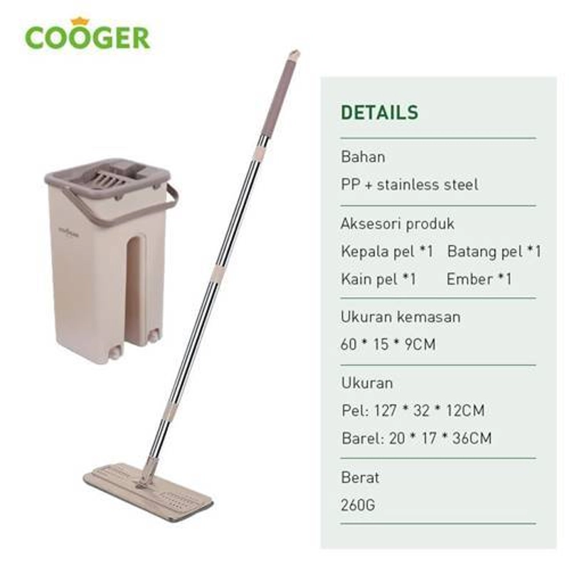 Product image COOGER hands-free dry and wet mop set  19 x 16 x 19 cm Beige