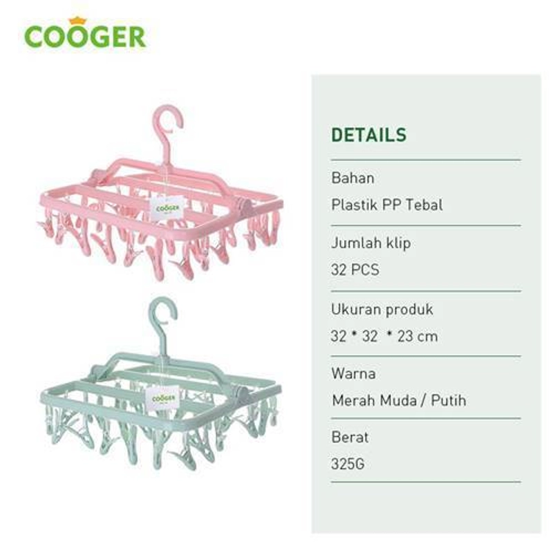 Product image COOGER 32 Clip Windproof Hanger  36 x 11 x 13cm Green