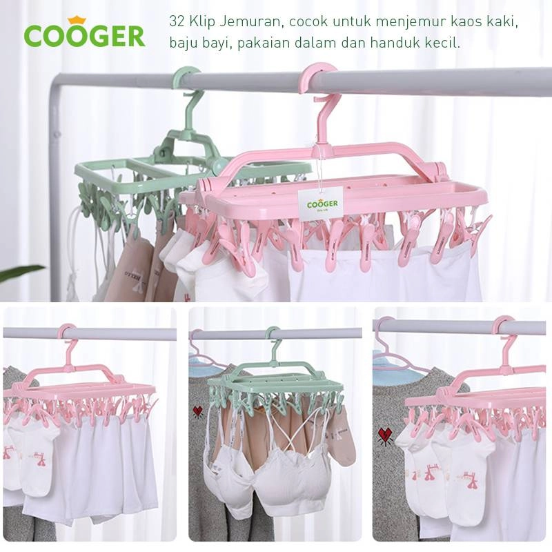 Product image COOGER 32 Clip Windproof Hanger  36 x 11 x 13cm Green