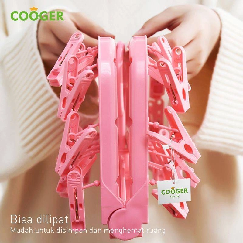 Product image COOGER 360 Degree Hook Windproof 32 Clip Square Clip Drying Rack 36 x 11 x 13cm Pink