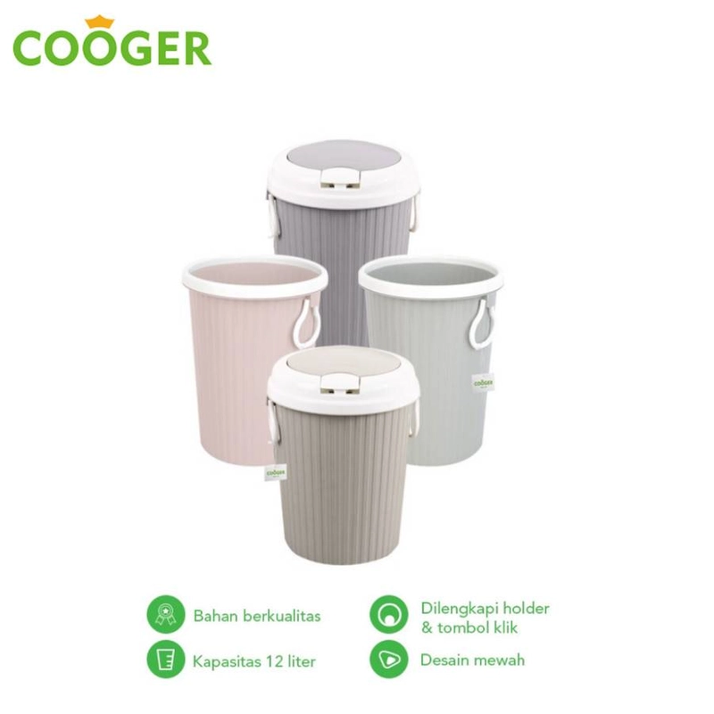 Product image COOGER Small Pressed Ring Dustbin 17 x 17 x 24.5cm Gray