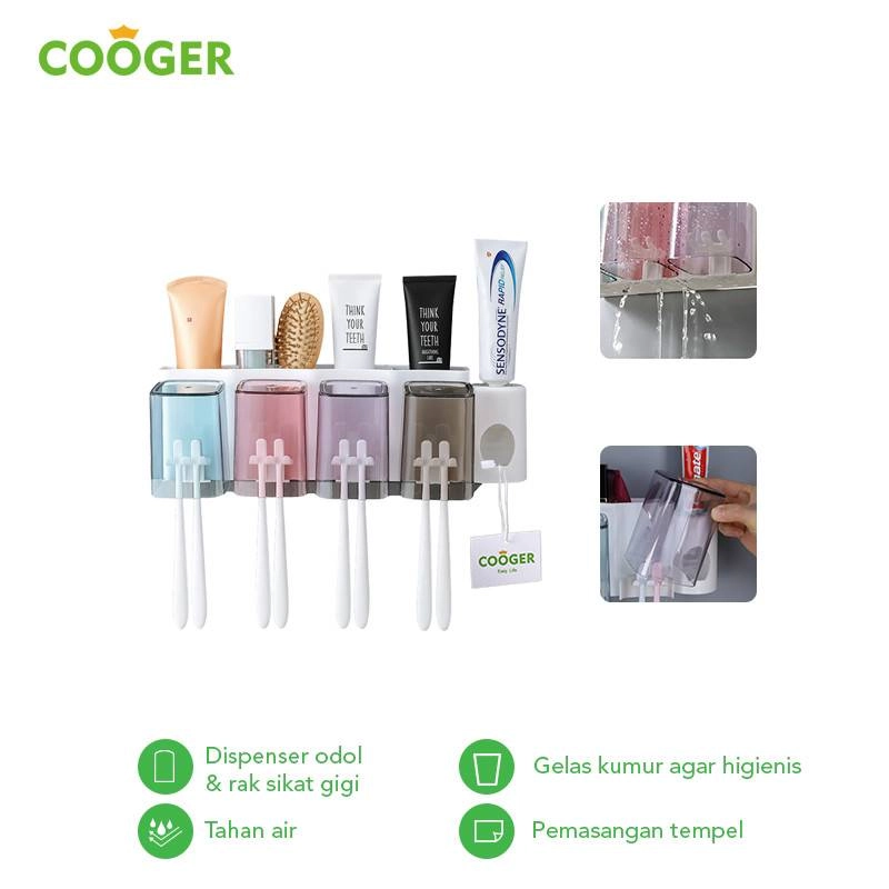 Product image COOGER Non-Perforated Toothbrush Holder And Cup Set-2s 37 x 13 x 18cm Putih