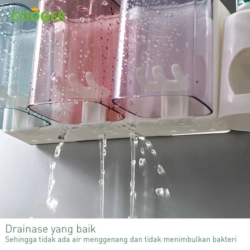 Product image COOGER Non-Perforated Toothbrush Holder And Cup Set-2s 37 x 13 x 18cm Putih