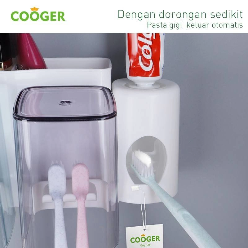 Product image COOGER Non-Perforated Toothbrush Holder And Cup Set-2s 37 x 13 x 18cm Putih