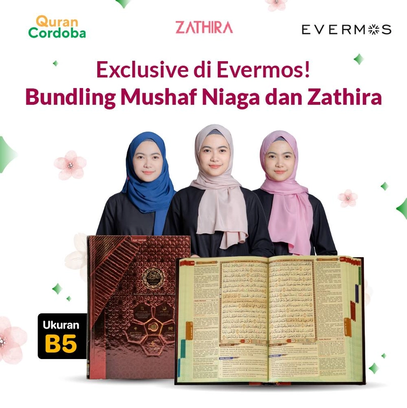 Product image Cordoba X - Bundling Mushaf Niaga B5 + Zathira Pashmina Mecca 150 x 70 cm Cover Merah