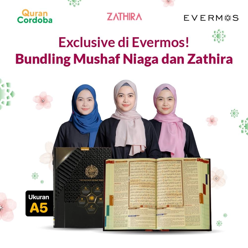 Product image Cordoba X - Bundling Mushaf Niaga A5 + Zathira Pashmina Mecca 150 x 70 cm Cover Hitam
