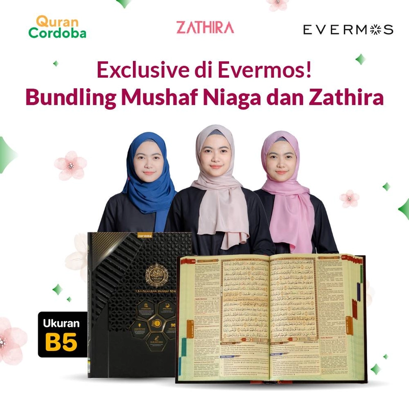 Product image Cordoba X - Bundling Mushaf Niaga B5 + Zathira Pashmina Mecca 150 x 70 cm Cover Hitam