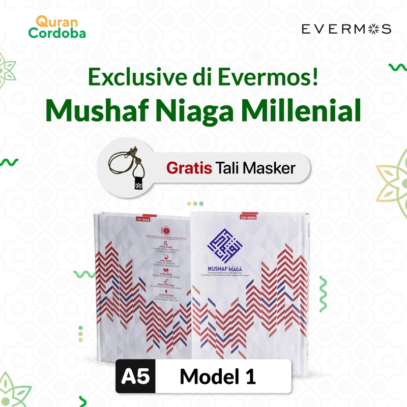 Product image Cordoba X- Al Quran Mushaf Niaga A5 Millenial Gratis Tali Masker  70 cm Cover Putih Merah