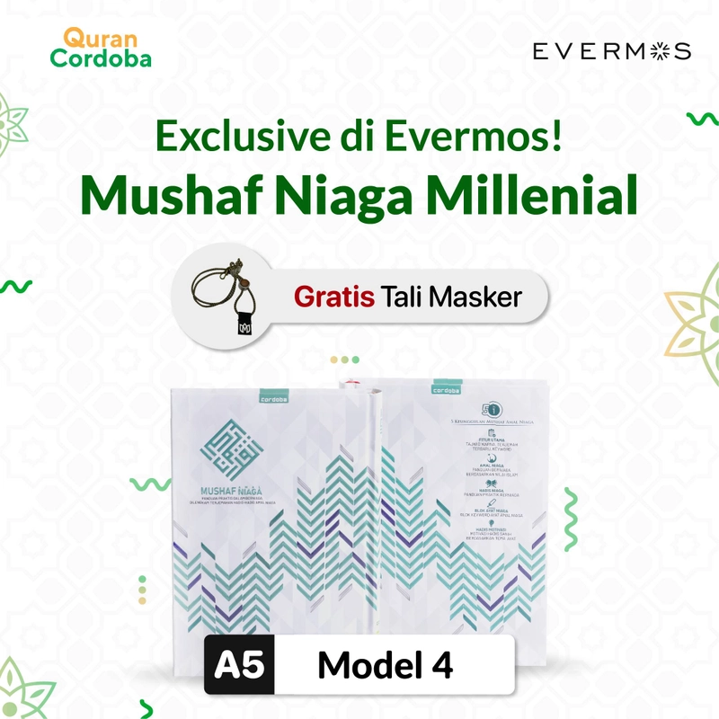 Product image Cordoba X- Al Quran Mushaf Niaga A5 Millenial Gratis Tali Masker  70 cm Cover Putih Hijau