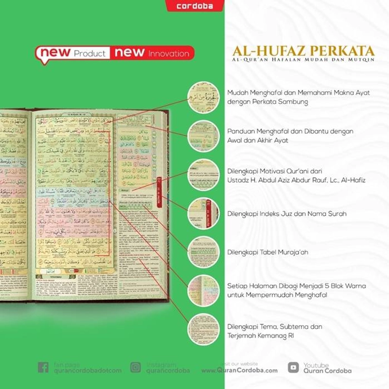 Product image Cordoba NEW Al-Quran Al Hufaz Perkata Hafalan Mudah & Mutqin 5 Waktu Hafal 1 Halaman (A5) A5 Random