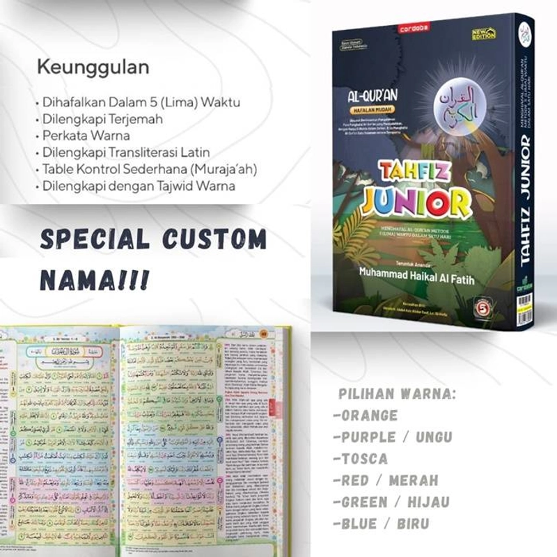 Product image Al Quran Cordoba - Custom Nama Kids Tahfiz Junior - PO B5 Blue