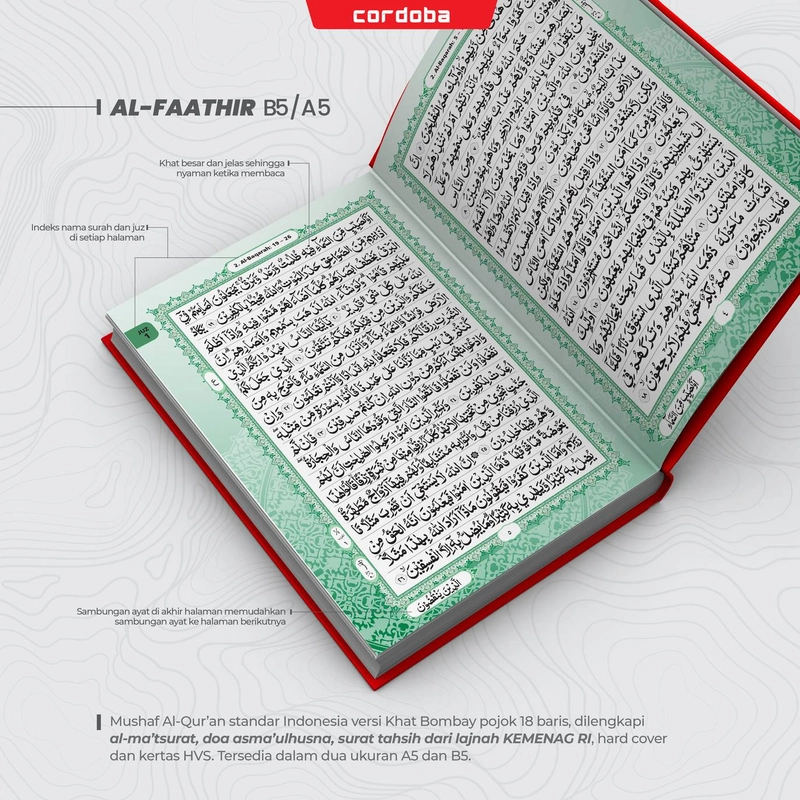 Product image Cordoba Quran Al Faathir B5 Random