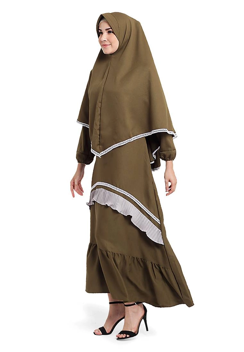 Product image CBR Six - Gamis Wanita Moscrepe Bonus Kerudung Opc018 All Size Fit L Coklat