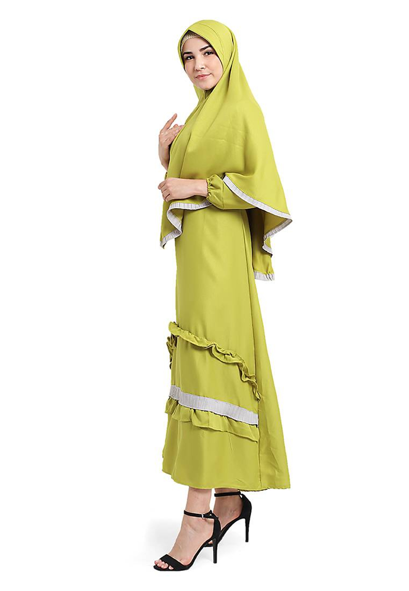 Product image CBR Six - Gamis Wanita Moscrepe Bonus Kerudung Opc016 All Size Fit L Hijau