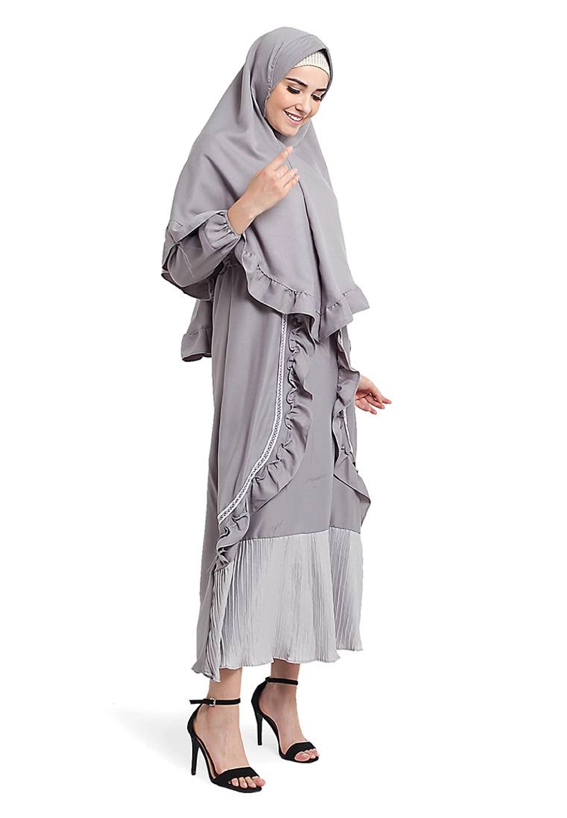 Product image CBR Six - Gamis Wanita Moscrepe Bonus Kerudung Opc015 All Size Fit L Abu