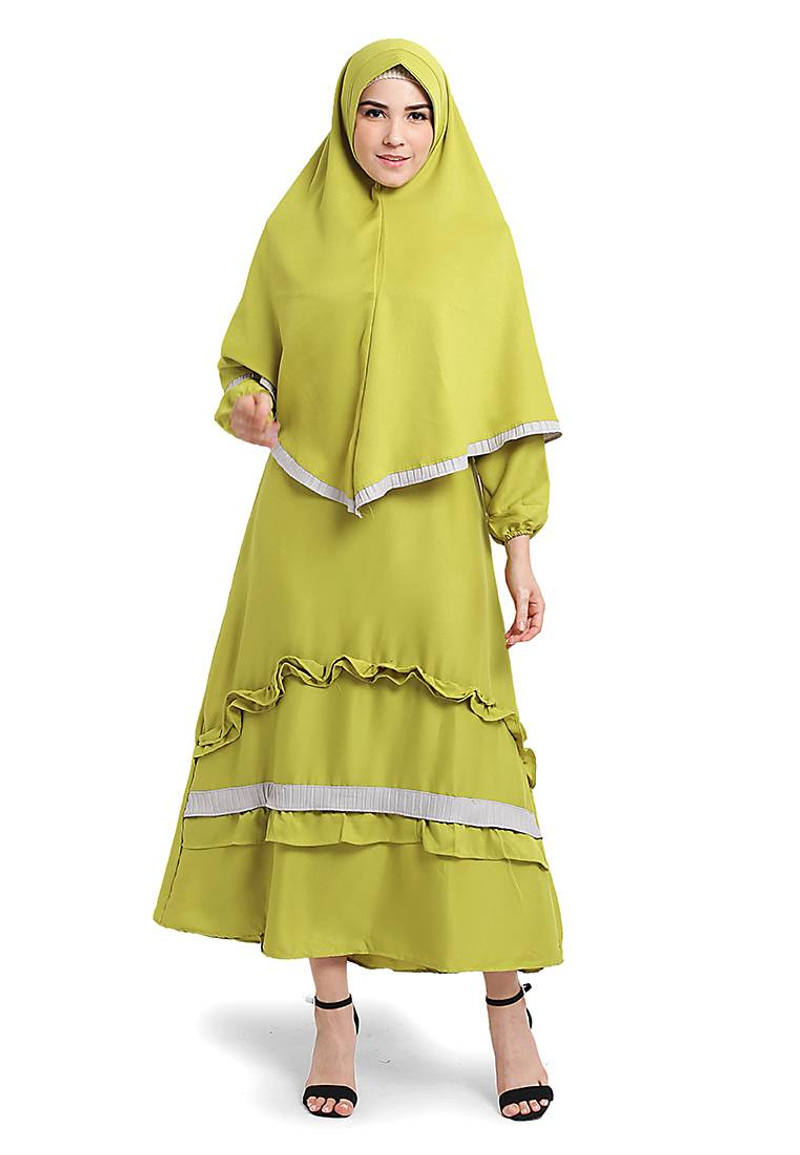 Product image CBR Six - Gamis Wanita Moscrepe Bonus Kerudung Opc016 All Size Fit L Hijau