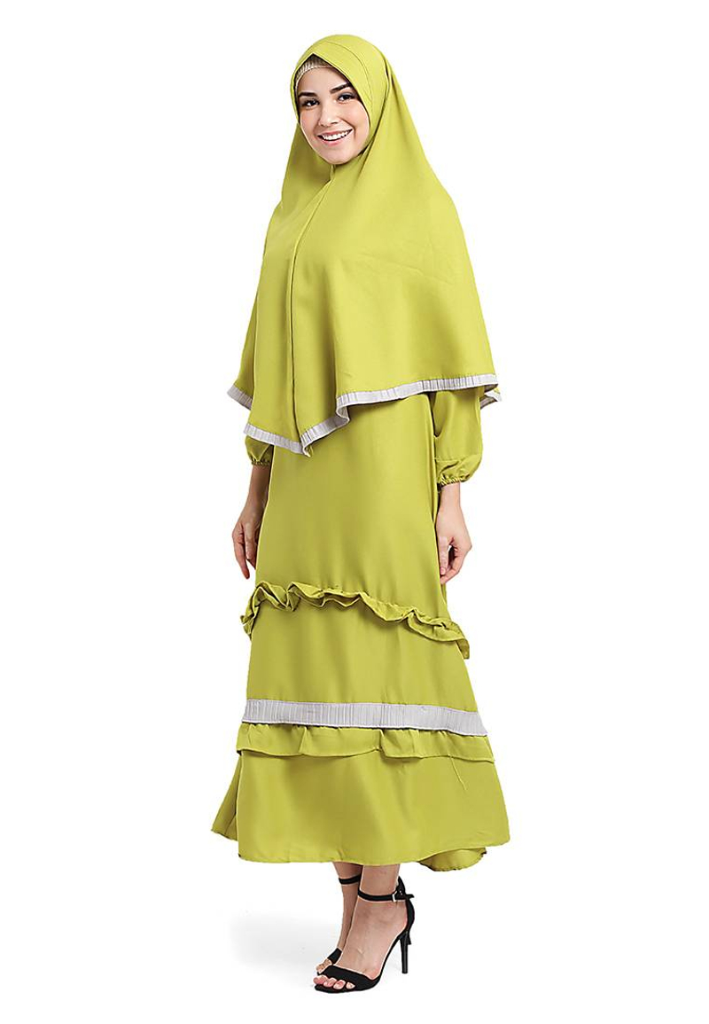 Product image CBR Six - Gamis Wanita Moscrepe Bonus Kerudung Opc016 All Size Fit L Hijau