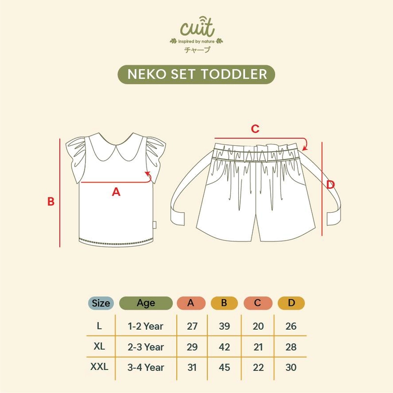 Product image CUIT Baby 1-6 Tahun Neko Set Kerah Anak Perempuan Celana Pendek 4XL (5-6 Tahun) Red