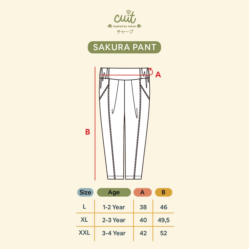 Product image CUIT Baby 1-4 Tahun Sakura Celana High Waist Pants Kiku Series L (12-24 bulan) White