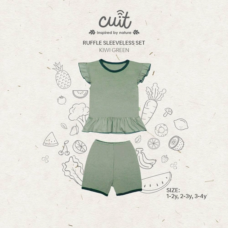 Product image CUIT Baby 1- 4 Tahun Yagi Ruffle Sleeveless Setelan Kutung Anak Perempuan Furutsu Series XL (2-3 tahun) Green