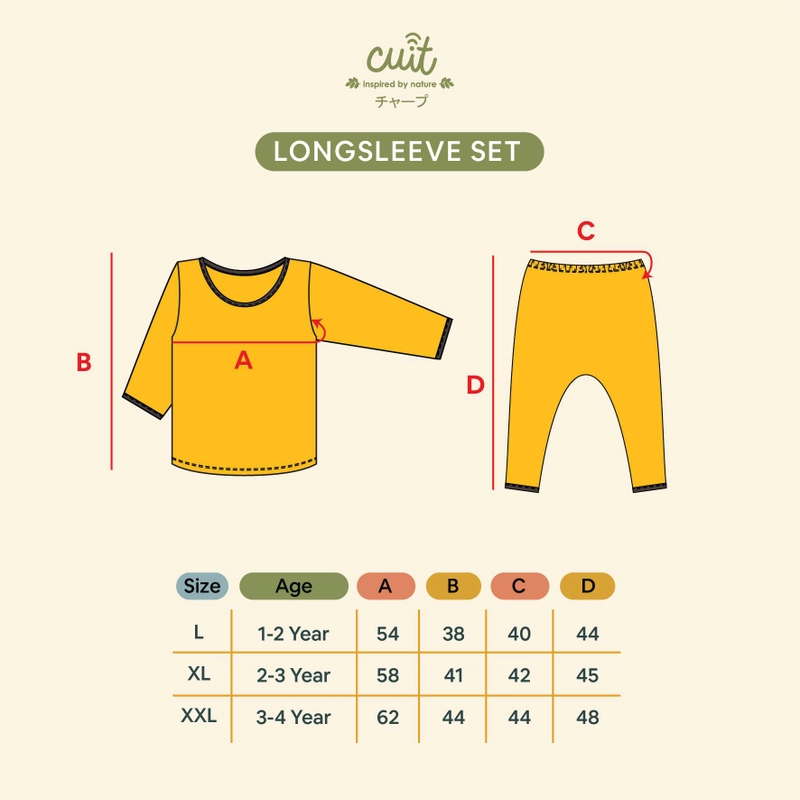 Product image CUIT Baby 1-4 Tahun Hachi Setelan Panjang Anak Unisex Furutsu Series L (12-24 bulan) Terracota
