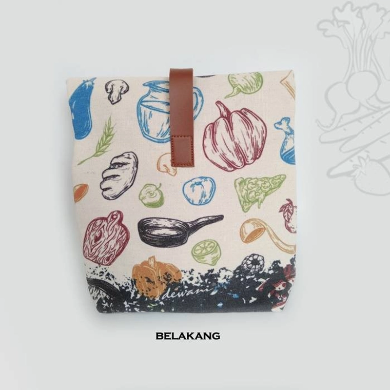 Product image Dewani - Lunch Bag SET Canvas Art 03, Tas bekal Kanvas, Pouch Canvas 37 x 21 x 9 cm Cream