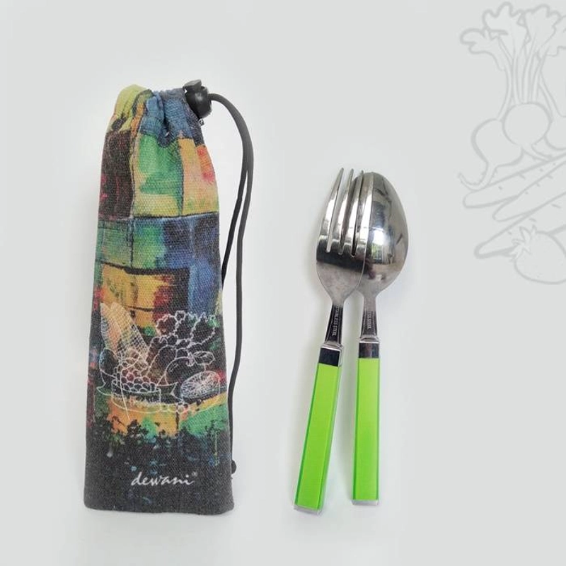 Product image Dewani - Lunch Bag SET Canvas Art 04, Tas bekal Kanvas, Pouch Canvas 37 x 21 x 9 cm Cream