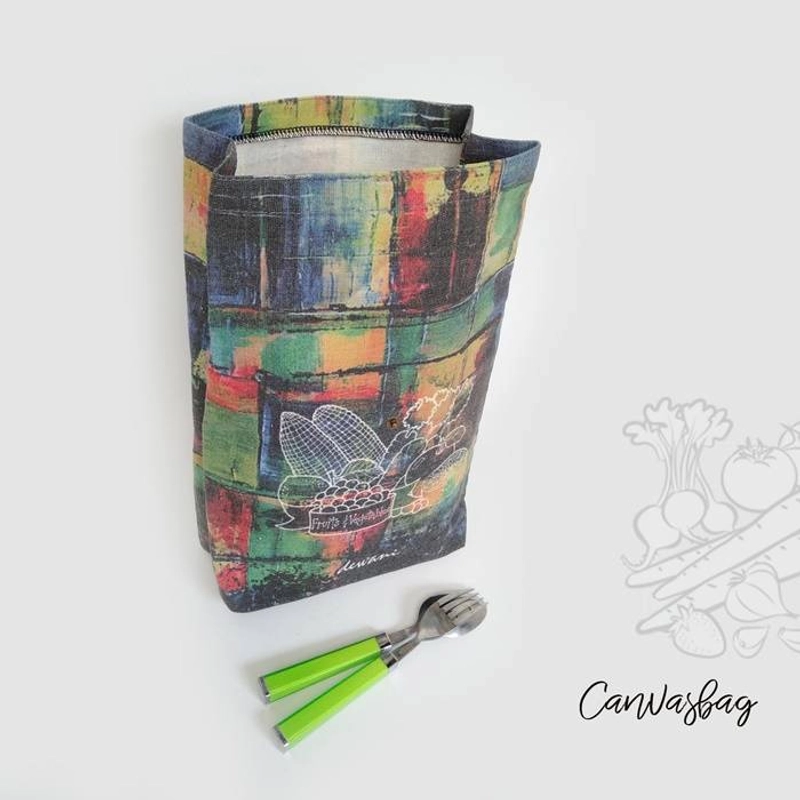 Product image Dewani - Lunch Bag SET Canvas Art 04, Tas bekal Kanvas, Pouch Canvas 37 x 21 x 9 cm Cream