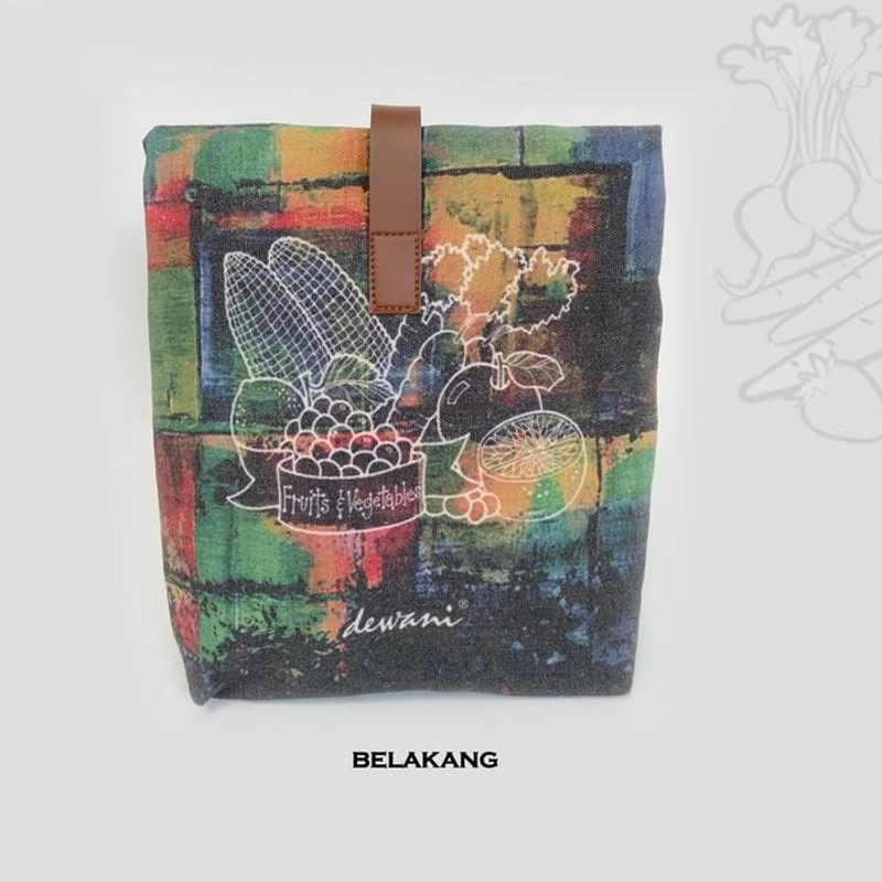 Product image Dewani - Lunch Bag SET Canvas Art 04, Tas bekal Kanvas, Pouch Canvas 37 x 21 x 9 cm Cream