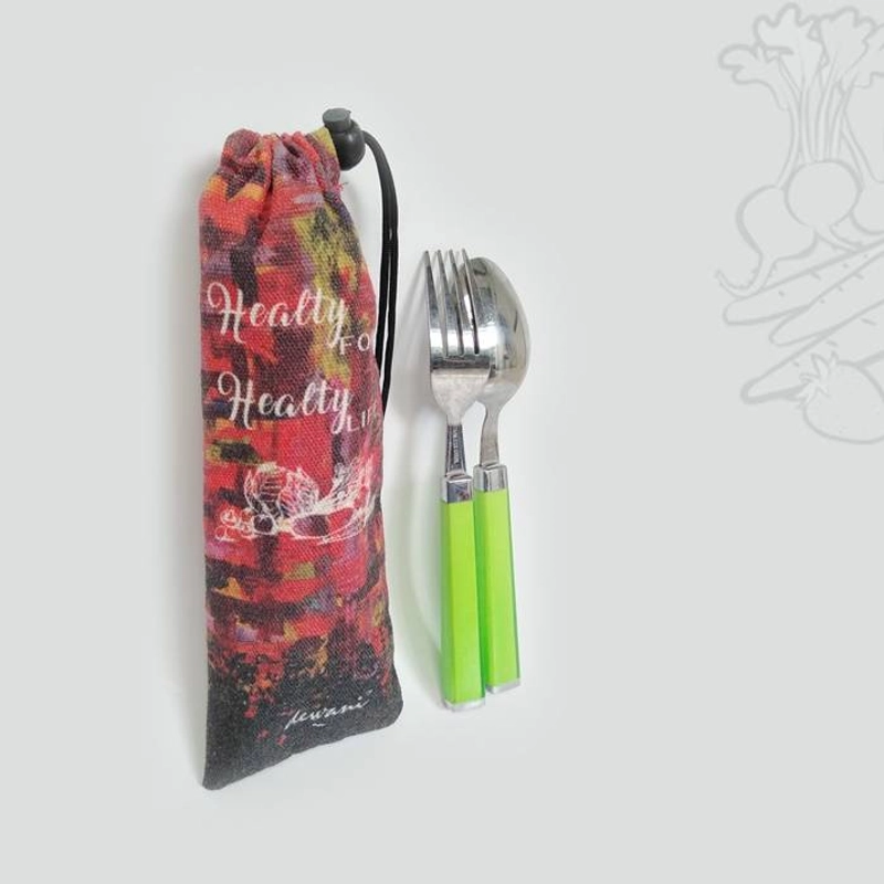 Product image Dewani - Lunch Bag SET Canvas Art 05, Tas bekal Kanvas, Pouch Canvas 37 x 21 x 9 cm Cream