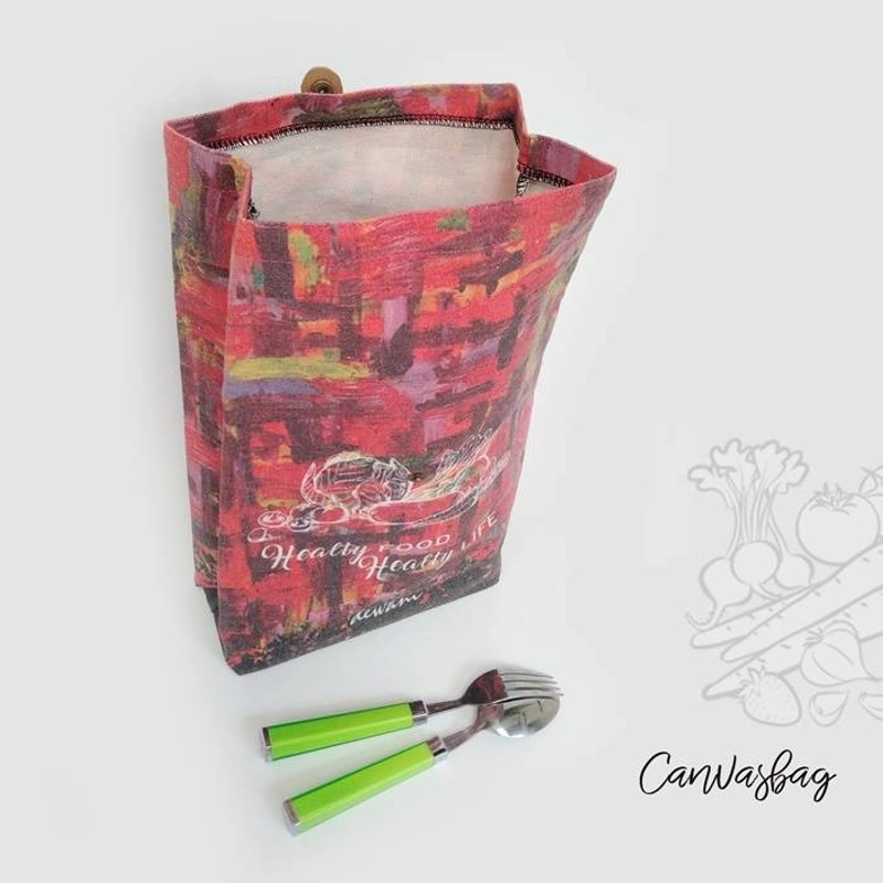 Product image Dewani - Lunch Bag SET Canvas Art 05, Tas bekal Kanvas, Pouch Canvas 37 x 21 x 9 cm Cream