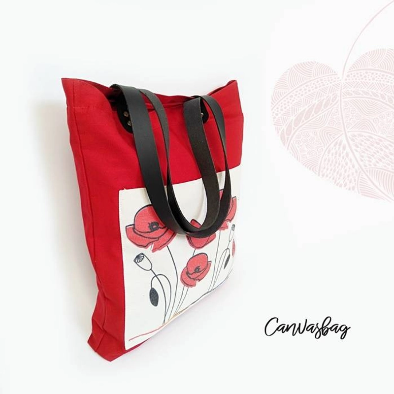 Product image Dewani - Totebag Canvas Merah ART-MS02 + Sletting & Saku 40 X 36 X 5 Cm Merah