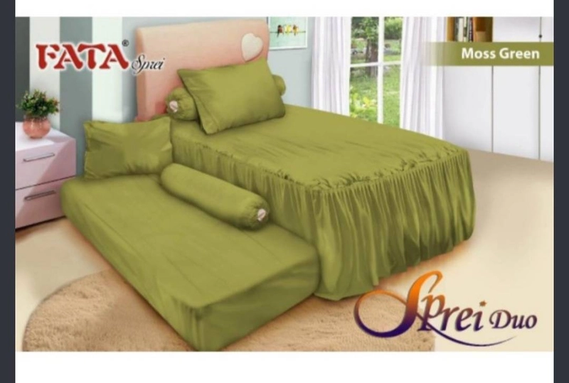 Product image Dylan 19 - Sprei FATA Jaguard Sorong 2in1 Polos Emboss (Moss Green, 120x200, Pcs)