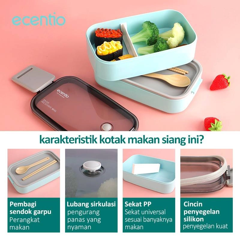 Product image Ecentio Surabaya - Double PP Lunch Box PLBE-3601 1600 mL Blue
